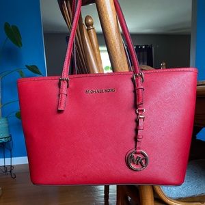 Michael Kors Red Jet Set Travel Tote